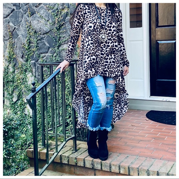 High low fabulous leopard ruffle hem tunic dress - Picture 9 of 12